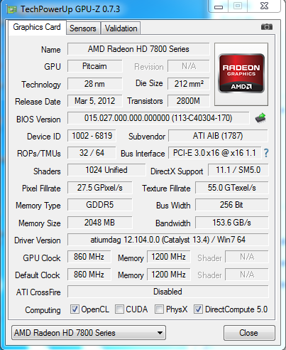 GPU-Z AMD Radeon HD 7800 Series