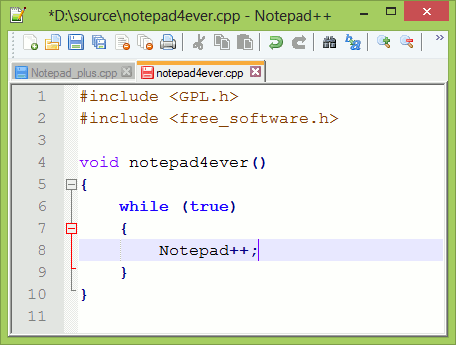 Notepad++ Example on C++
